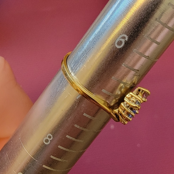 Vintage Small Set Multi-Gemstone Gold Plated Ring Size 7 Signed Sample - Picture 4 of 11